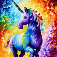 ritratto di un' bellissimo colorato unicorno vettore