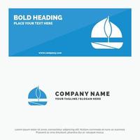 spiaggia barca nave solido icona sito web bandiera e attività commerciale logo modello vettore