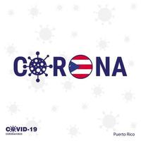 puerto stecca coronavirus tipografia covid19 nazione bandiera restare casa restare salutare prendere cura di il tuo proprio Salute vettore