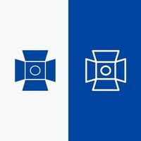 leggero foto fotografia studio linea e glifo solido icona blu bandiera linea e glifo solido icona blu bandiera vettore