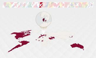 Ingrandire il carta geografica di Danimarca selezionato su il prospettiva mondo carta geografica, infografica di il partecipanti nel calcio torneo. vettore
