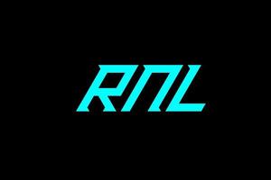 rnl lettera e alfabeto logo design vettore