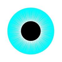 blu bulbo oculare logo icona con nero cerchio su bianca sfondo. ottico vista design concetto. vettore illustrazione