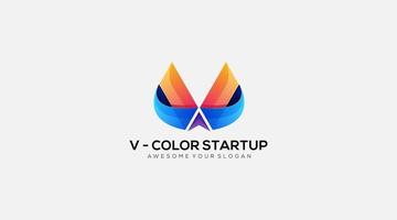 pendenza v colorazione inizio su vettore logo design illustrazione