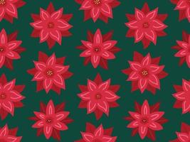 poinsettia Natale stella rosso fiore senza soluzione di continuità modello sfondo. semplice mano disegnato piatto scarabocchio. festivo inverno floreale sfondo, Stampa, struttura, sfondo vettore