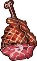 prosciutto, carne su il osso vettore disegno