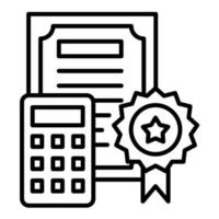 contabilità certificato linea icona vettore