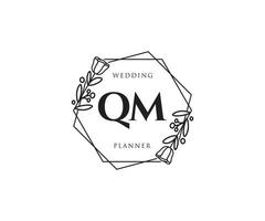 iniziale qm femminile logo. utilizzabile per natura, salone, terme, cosmetico e bellezza loghi. piatto vettore logo design modello elemento.