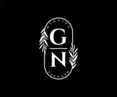 gn iniziali lettera nozze monogramma loghi collezione, mano disegnato moderno minimalista e floreale modelli per invito carte, Salva il Data, elegante identità per ristorante, boutique, bar nel vettore