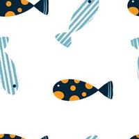 senza soluzione di continuità modello pesce, marino animale mano disegnato vettore