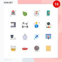 16 universale piatto colori impostato per ragnatela e mobile applicazioni caffè mobile analisi incontro Chiacchierare modificabile imballare di creativo vettore design elementi
