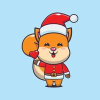 carino scoiattolo indossare Santa costume. carino Natale cartone animato illustrazione. vettore