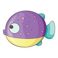 viola tratteggiata pesce icona, cartone animato stile vettore