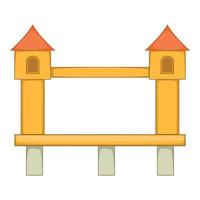 ponte con torri icona, cartone animato stile vettore