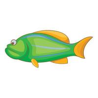 verde pesce icona, cartone animato stile vettore