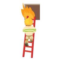 vigile del fuoco icona, cartone animato stile vettore