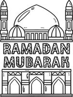 Ramadan mubarak isolato colorazione pagina per bambini vettore