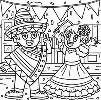 bambini festeggiare cinco de mayo colorazione pagina vettore