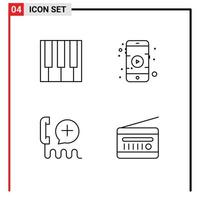 4 creativo icone moderno segni e simboli di Audio cliente pianoforte film interfaccia modificabile vettore design elementi