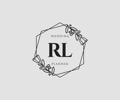iniziale rl femminile logo. utilizzabile per natura, salone, terme, cosmetico e bellezza loghi. piatto vettore logo design modello elemento.