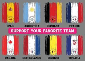 collezione di vario calcio della nazione bandiera maglietta disegni. design modello. supporto il tuo preferito squadra. vettore