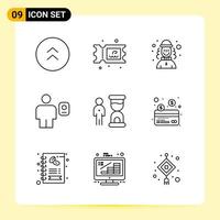 9 creativo icone per moderno sito web design e di risposta mobile applicazioni 9 schema simboli segni su bianca sfondo 9 icona imballare vettore