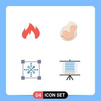 4 piatto icona concetto per siti web mobile e applicazioni fuoco codifica scintilla incinta sviluppo modificabile vettore design elementi