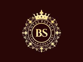 lettera bs antico reale lusso vittoriano logo con ornamentale telaio. vettore
