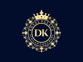 lettera dk antico reale lusso vittoriano logo con ornamentale telaio. vettore