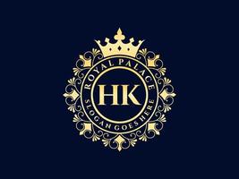 lettera HK antico reale lusso vittoriano logo con ornamentale telaio. vettore