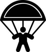 paracadutismo glifo icona vettore