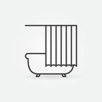 vasca da bagno con doccia tenda vettore concetto linea icona