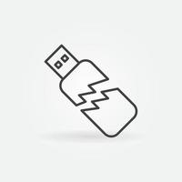 corrotti USB bastone vettore icona nel magro linea stile