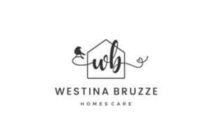 iniziale lettera wb w logo vero proprietà. casa, Casa, proprietà, edificio vettore design collezione