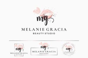 iniziale lettera mg m logo per labbro, bacio, rossetto, trucco vettore design collezione