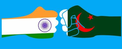 cazzotto con bandiere di India e pakistan.india Pakistan conflitto illustrazione vettore