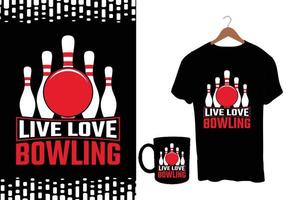bowling t camicia design vettore