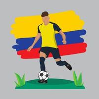 ecuador calcio giocatore piatto design con bandiera sfondo vettore illustrazione