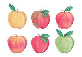 Raccolta di mele disegnate a mano di vettore