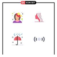 gruppo di 4 piatto icone segni e simboli per avatar autunno profilo donne ringraziamento modificabile vettore design elementi