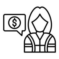 finanziario consulente femmina linea icona vettore