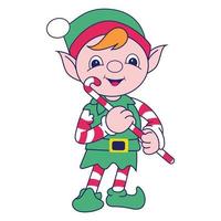 divertente Natale elfo carattere, carino Babbo Natale aiutante elfi. vettore