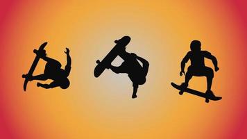 astratto sfondo di silhouette skateboard posa mossa trucco vettore