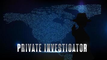 astratto futuristico tecnologia blu sfondo di silhouette privato investigatore investigatore e nord America carta geografica vettore