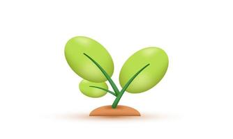 illustrazione icona 3d creativo foglia albero pianta ecologia bio naturale isolato su sfondo vettore