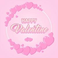 contento San Valentino giorno con cerchio di amore per sociale media modello design sfondo vettore