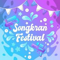 Songkran Tailandia Festival colorato piazza sociale media bandiera acqua spruzzo design tropicale sfondo modello design vettore