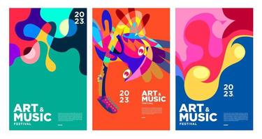 estate colorato arte e musica Festival manifesto e copertina modello 2023 vettore