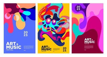 estate colorato arte e musica Festival manifesto e copertina modello 2023 vettore