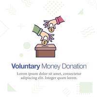 i soldi donazione, volontario, i soldi scatola vettore icona illustrazione